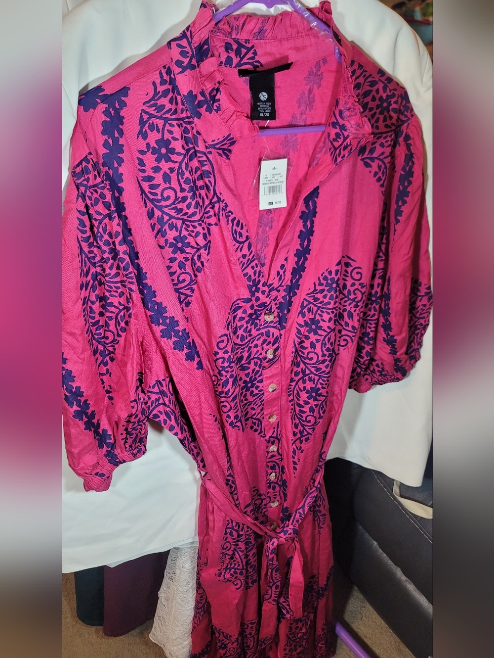 Ashley Stewart - Pink Dress with Navy Floral Print